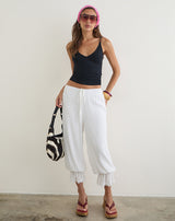 Image of Basma Bloomer Trouser in Rayon White
