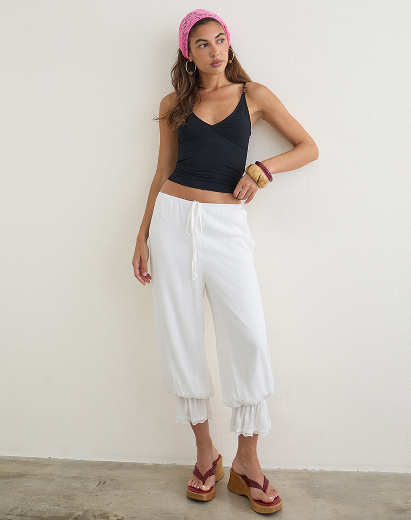Image of Basma Bloomer Trouser in Rayon White