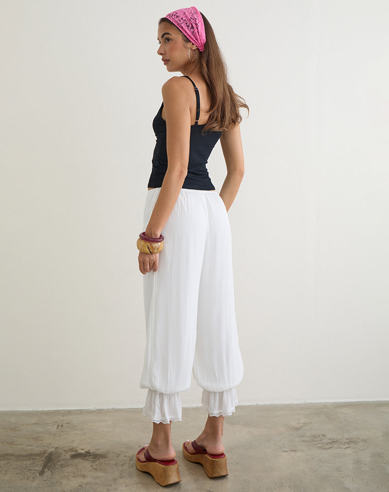 Image of Basma Bloomer Trouser in Rayon White