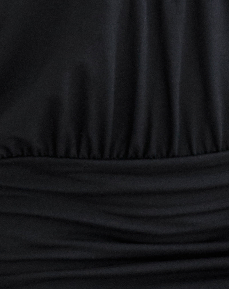 Image of Bede Long Sleeve Deep Plunge Mini Dress in Black