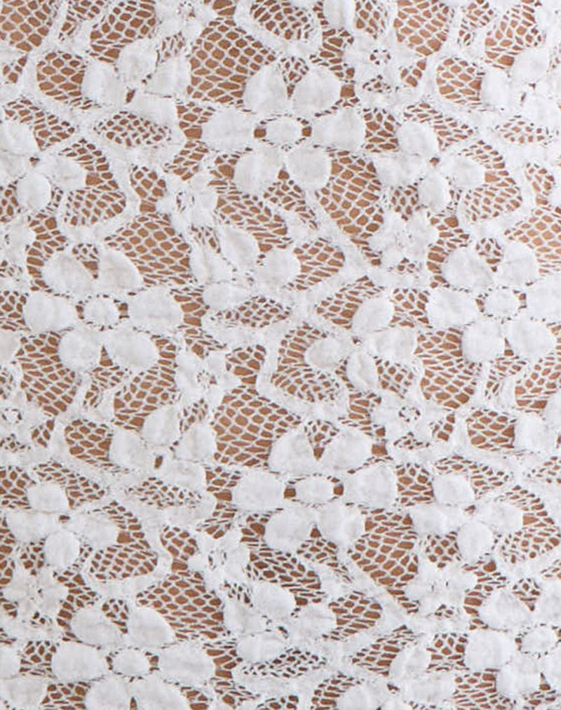 Image of Beerus Long Sleeve Mock Neck Top in Lace Ivory