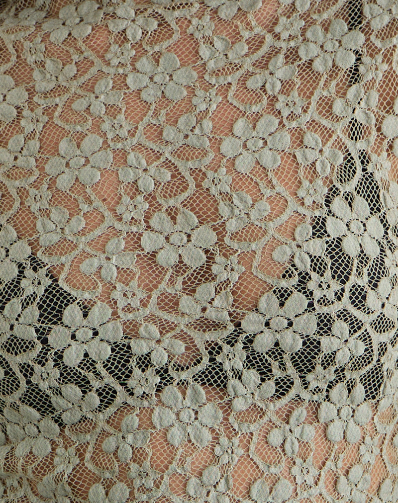 Image of Beerus Long Sleeve Mock Neck Top in Lace Sage Green
