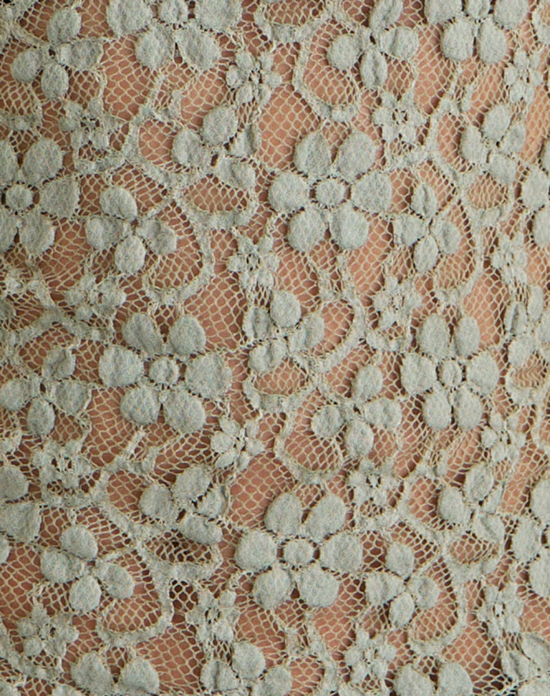 Image of Beerus Long Sleeve Mock Neck Top in Lace Sage Green