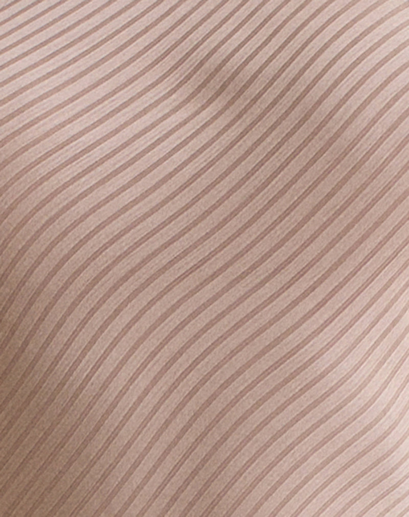 Image of Belara Maxi Dress in Satin Stripe Taupe