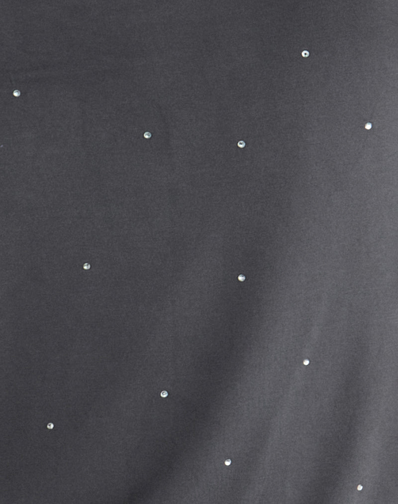 Image of Belia Cinched Waist Mini Dress in Diamante Dark Grey