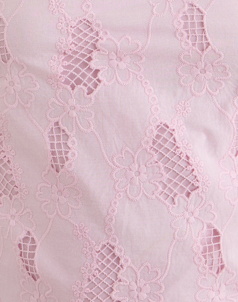 Image of Beline Strap Top in Broderie Baby Pink