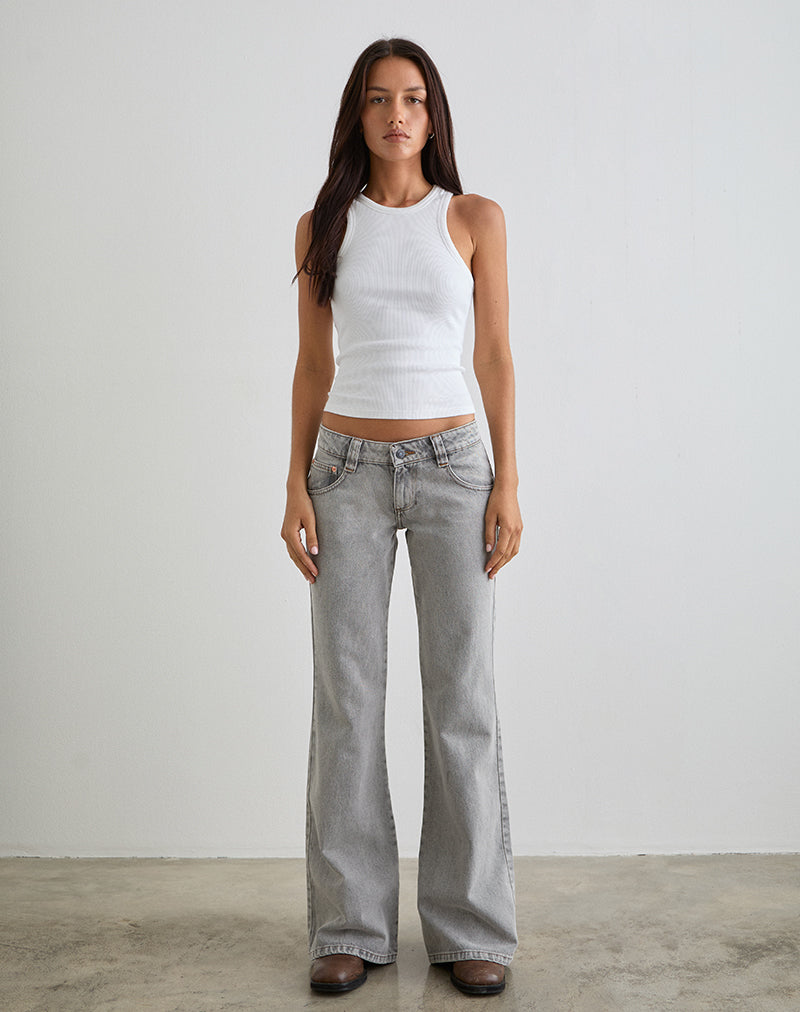 Image of Low Rise Bell Bottom Flare Jeans in Bleached Grey