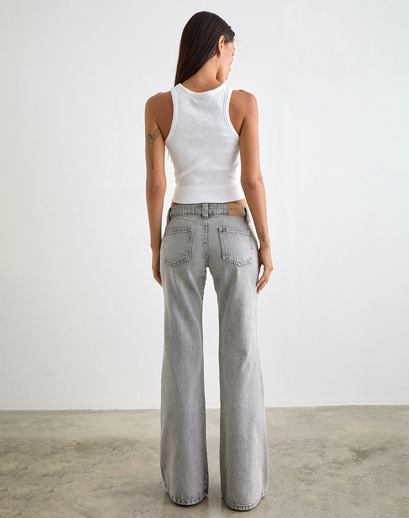 Image of Low Rise Bell Bottom Flare Jeans in Bleached Grey