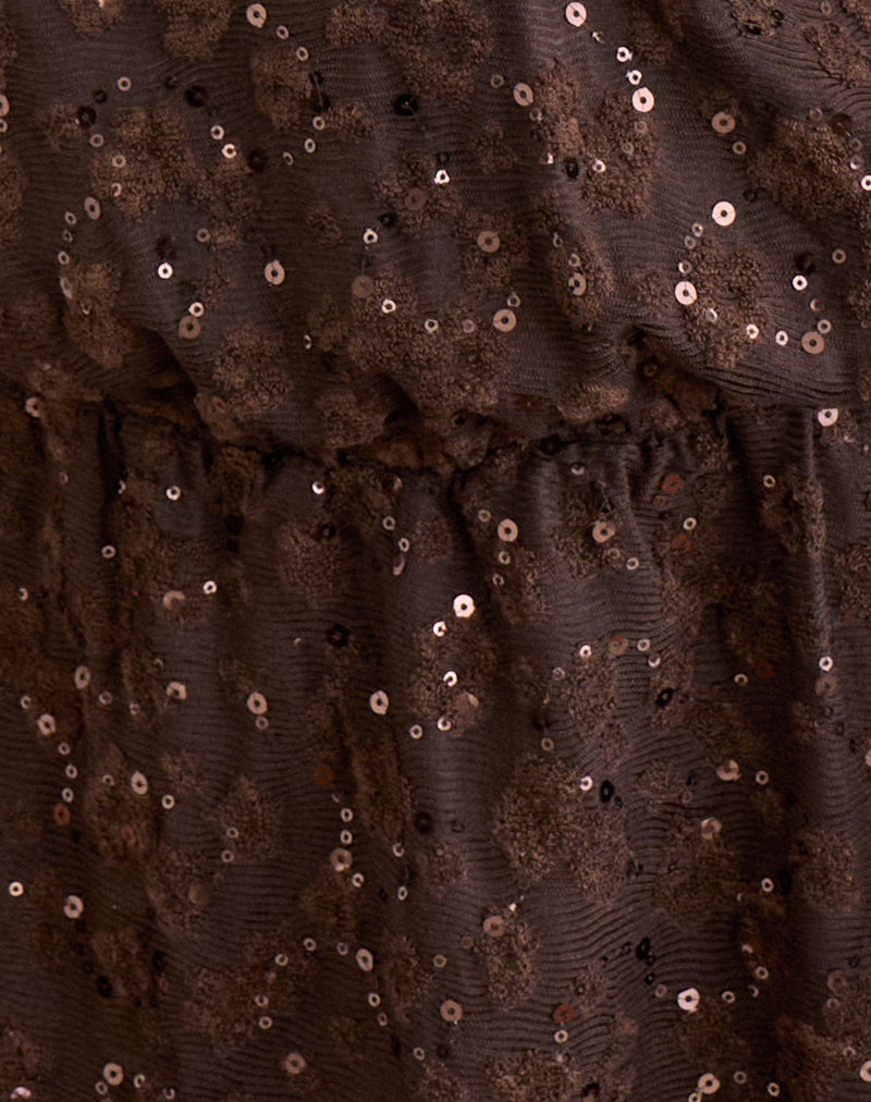 Image of Belly Racerback Mini Dress in Sequin Knit Brown