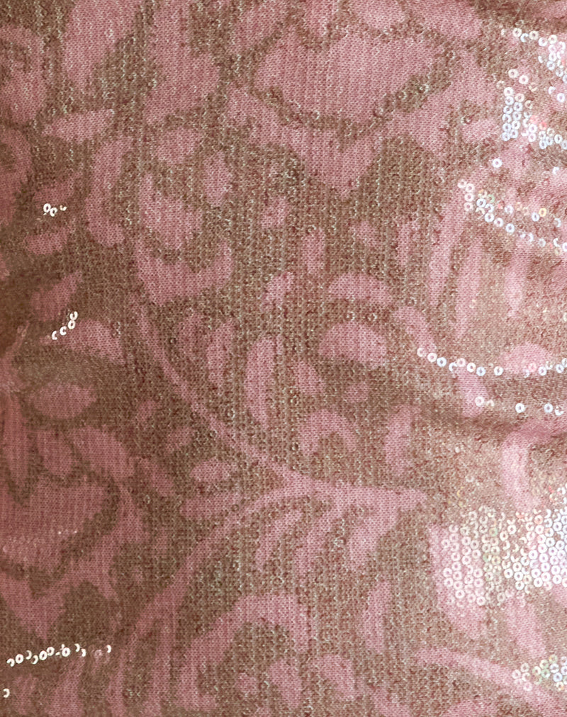 Image of Bertolt Mini Dress in Boho Batik Sequin Pink