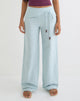 Image of Cursa Trouser in Linen Steel Blue with Belt