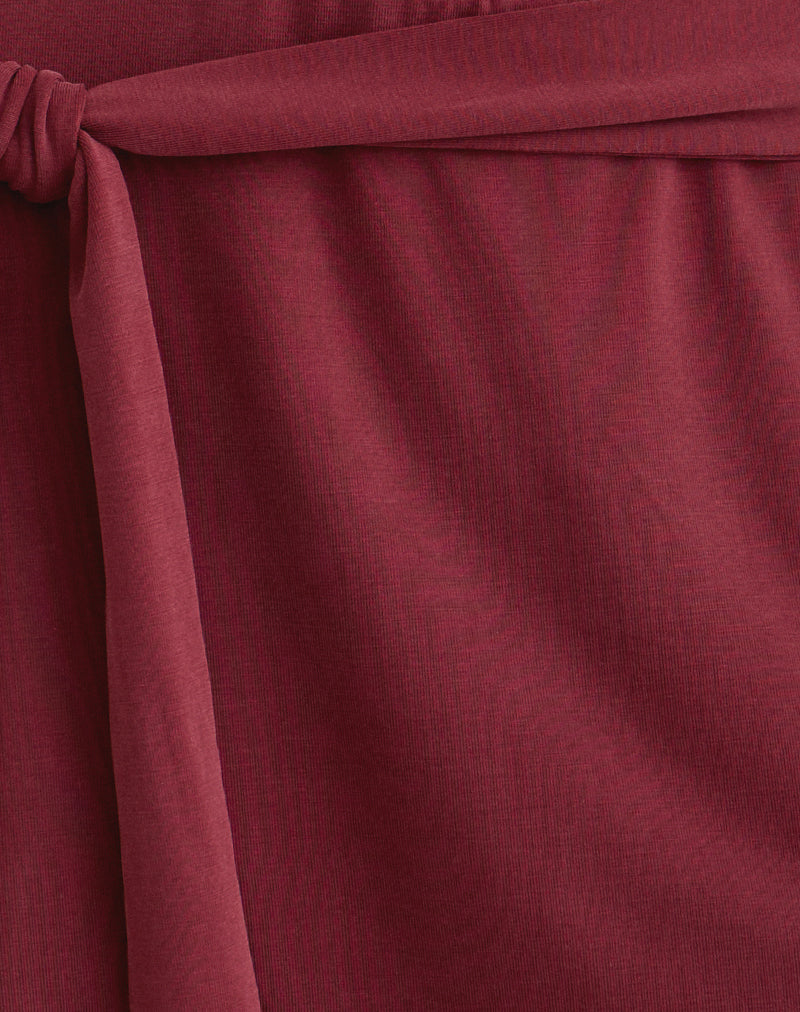 Image of Grecia Tie Mini Skirt in Cupro Burgundy