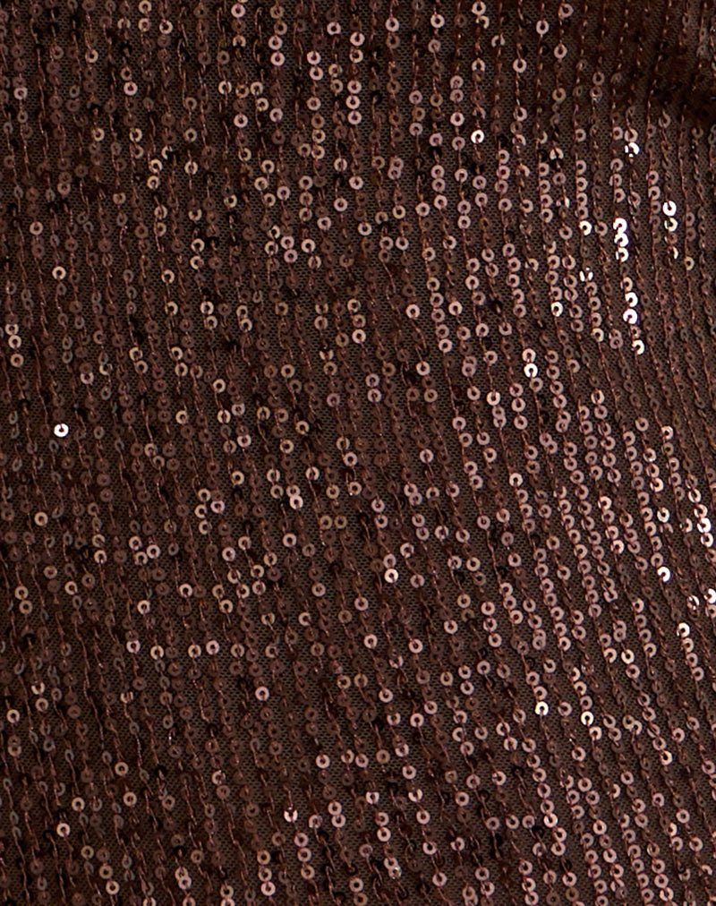 Image of Beyi Halterneck Top in Drape Sequin Brown