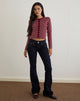 Image of Bhavina Cardigan in Burgundy with Cream Polka Print