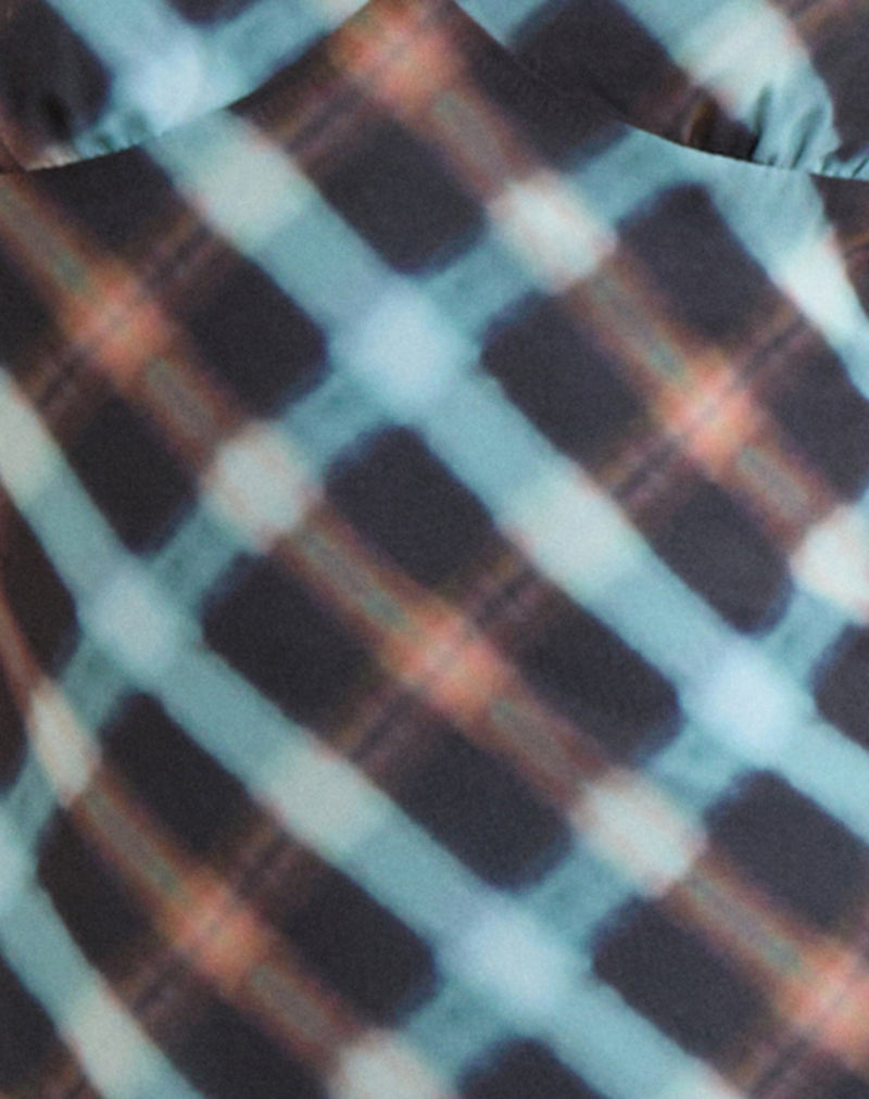 Image of Bianna Dress in Chiffon Black and Blue Hazy Check