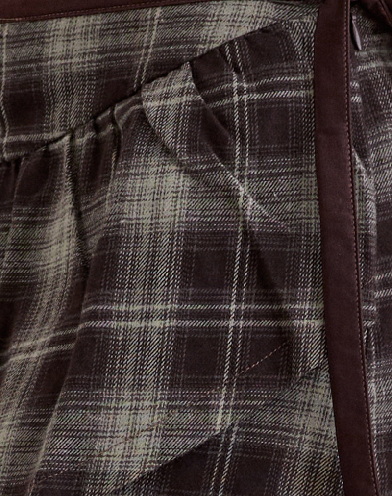Image of Billa Wrap Mini Skirt in Grey Check
