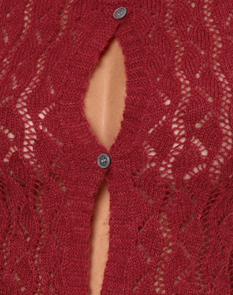 Image of Birama Button Tank Top in Knit Red