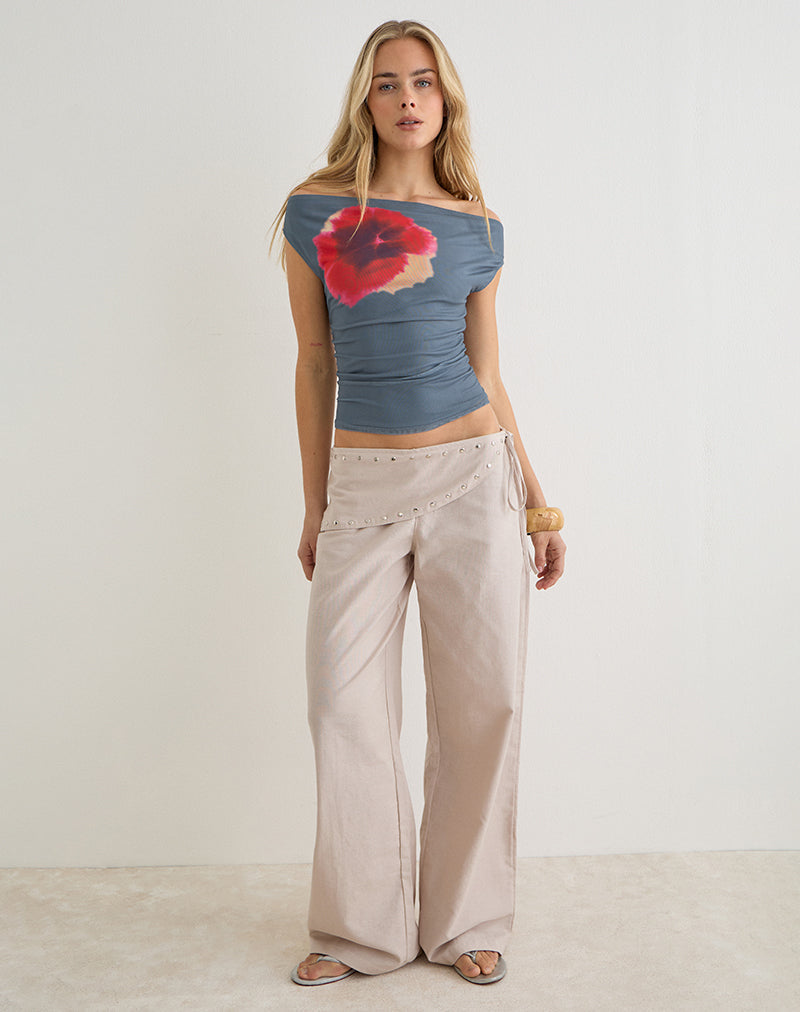 Image of Bisik Top in Grey with Big Petal Script