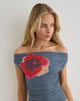 Image of Bisik Top in Grey with Big Petal Script