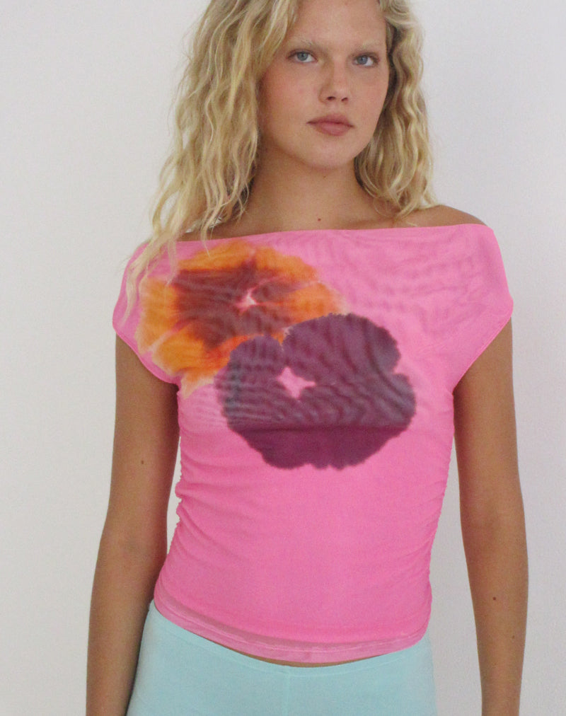 Image of Bisik Top in Hot Pink with Double Petal Script