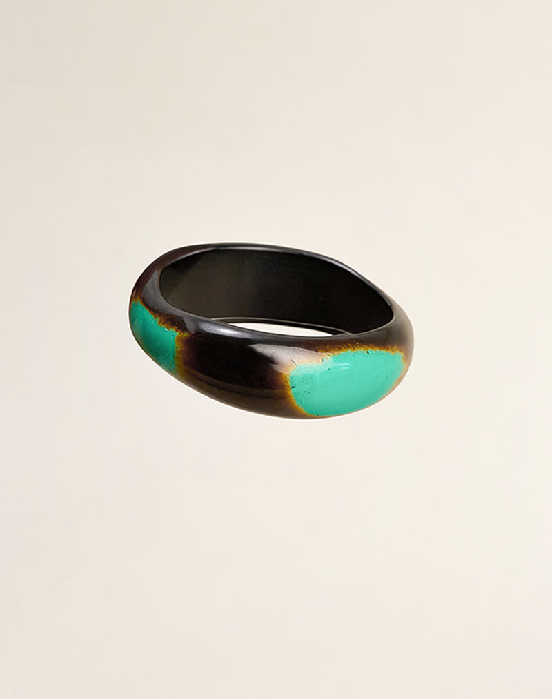 Image of Black and Turquoise Wooden Bangle
