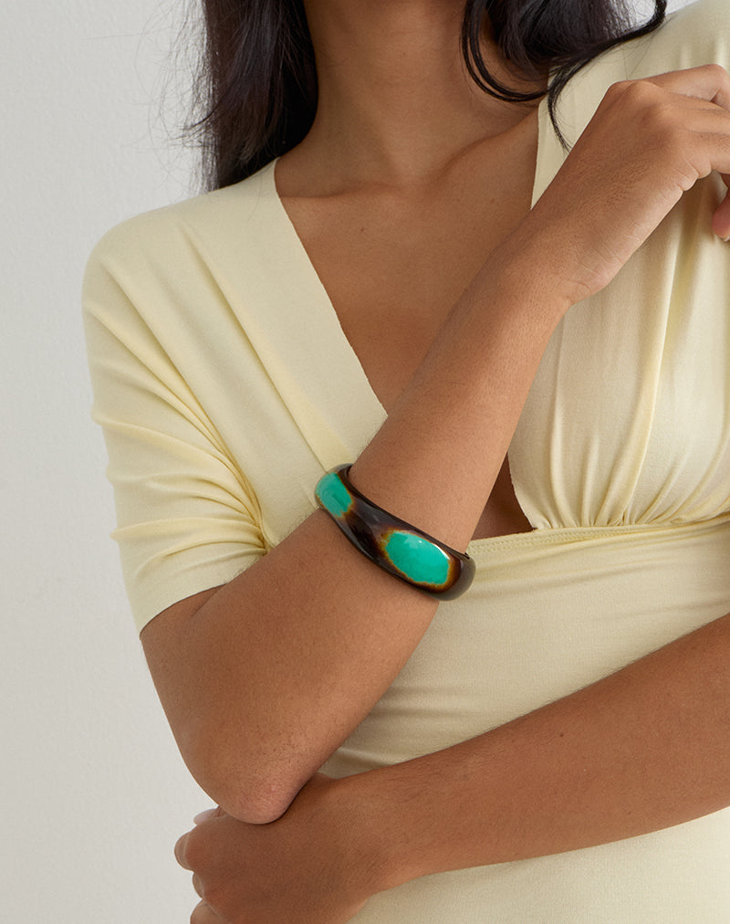 Image of Black and Turquoise Wooden Bangle
