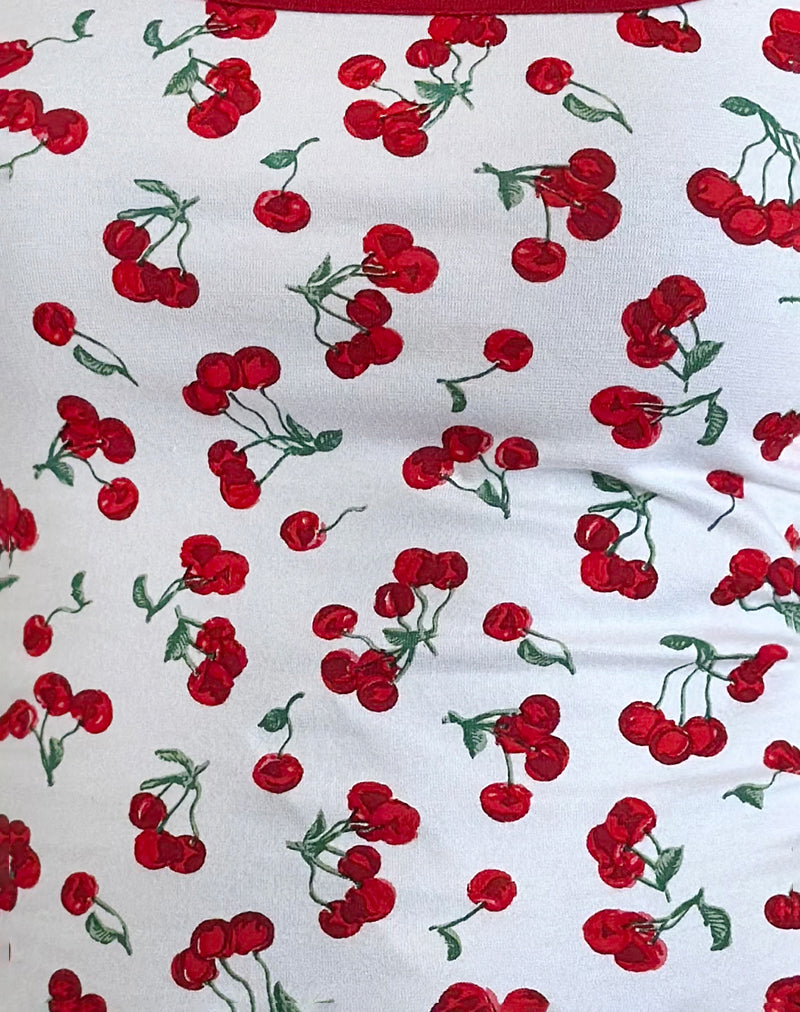 Image of Blaira Top in Cherry Print White