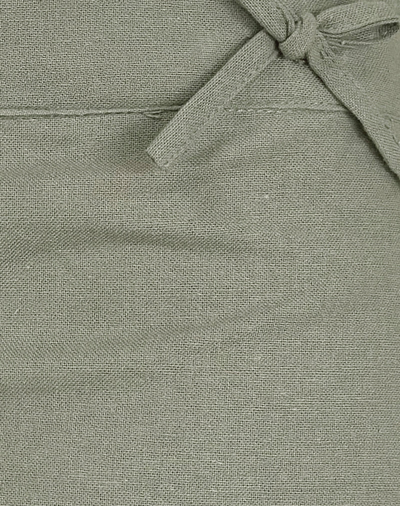 Image of Blazy Tie Short in Linen Slate Green