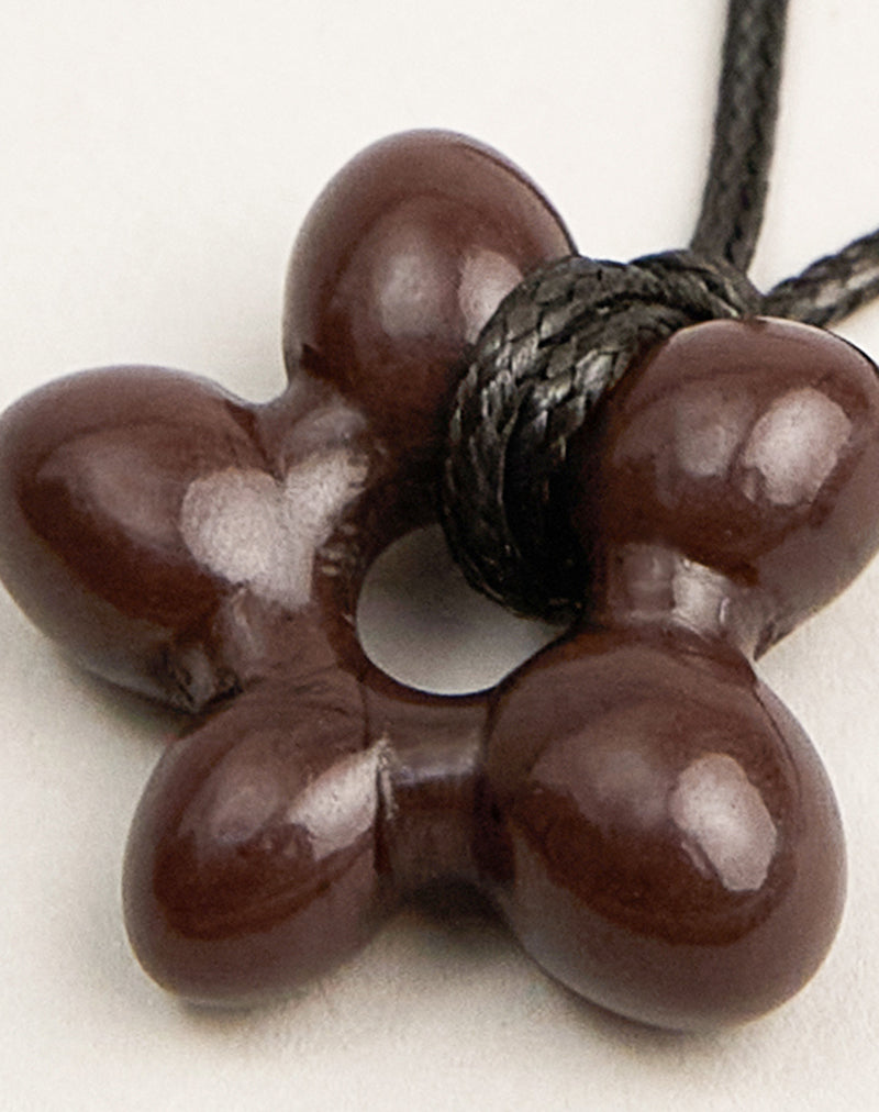 Image of Black Wrap Cord Necklace with Acrylic Flower