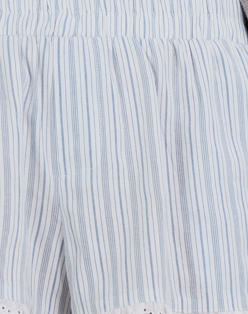 Image of Bonji Shorts in Linen White with Blue Stripe