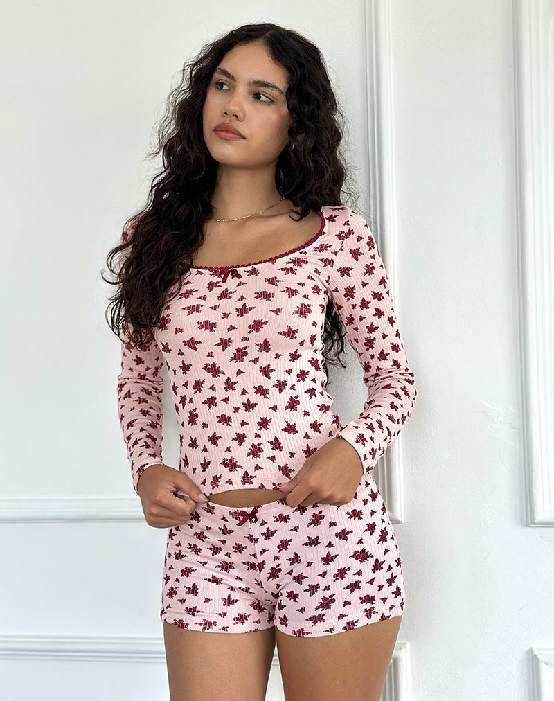 Image of Ritulia Pyjama Shorts in Floral Fantasy Pink