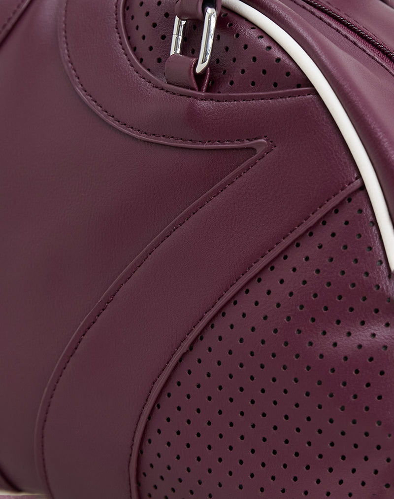 Image of Bowler Bag in Cream and Burgundy