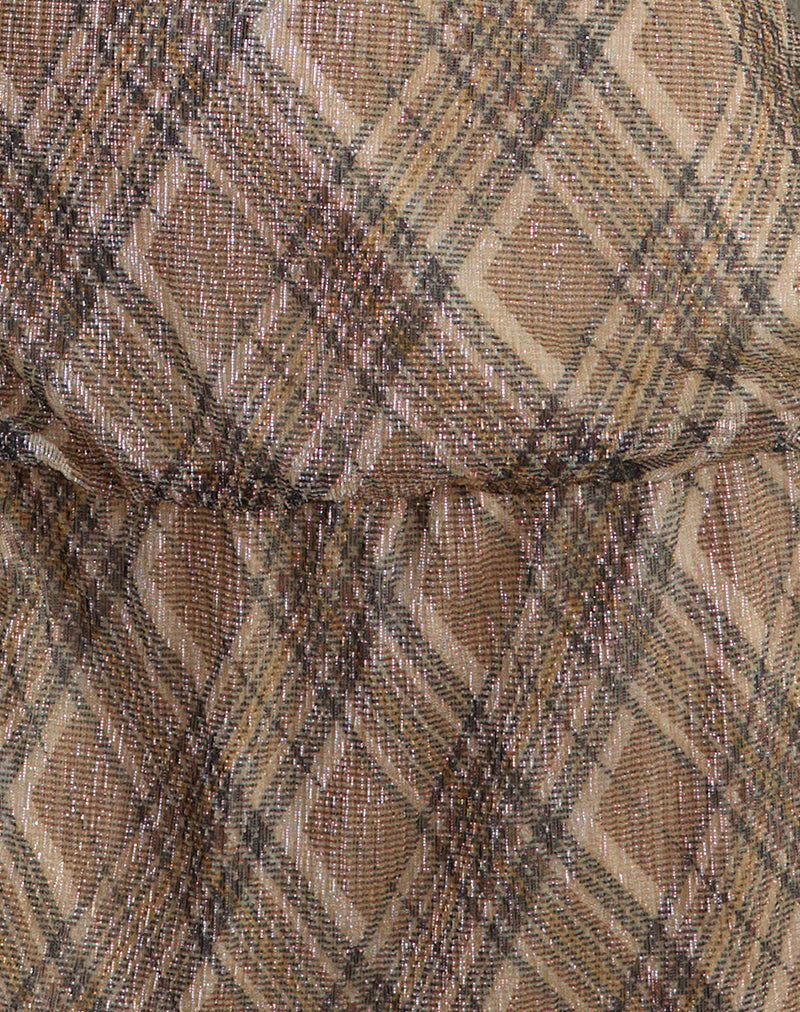 Image of Briani Halterneck Dress in Check Plisse Brown
