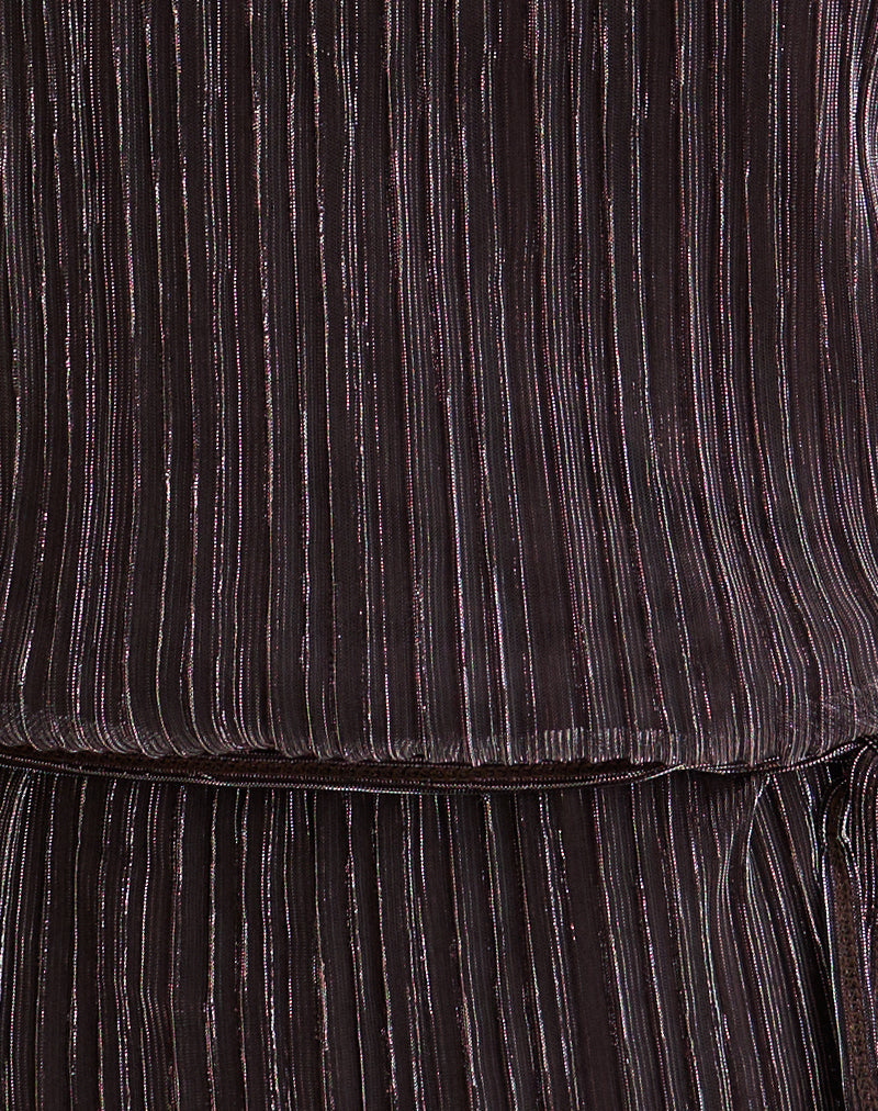 Image of Brienne Top in Brown Shimmer Sheer Plisse
