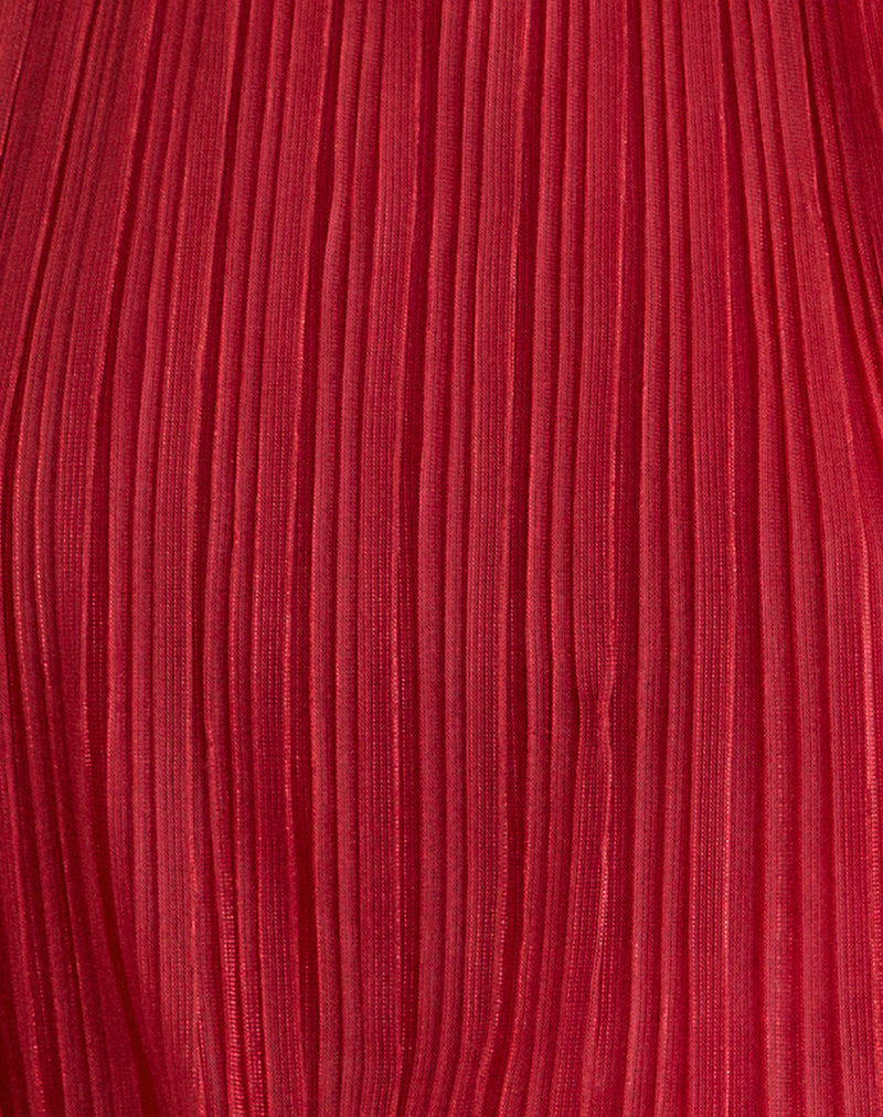 Image of Brienne Top in Shimmer Plisse Red
