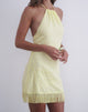 Image of Brisea Mini Dress in Lemon with Vintage Bloom Embroidery