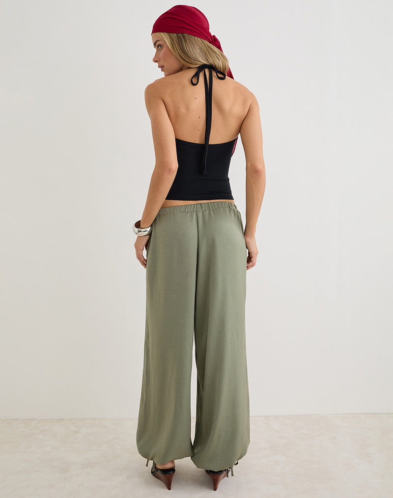 Image of Brizid Balloon Trouser in Crinkle Satin Khaki