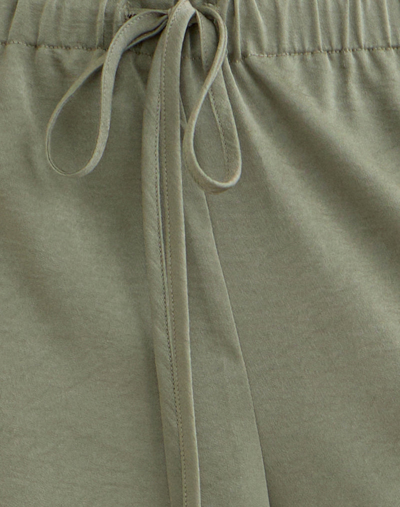 Image of Brizid Balloon Trouser in Crinkle Satin Khaki