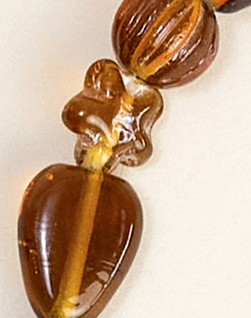 Image of Brown and Yellow Glass Beaded Gold Plated Necklace