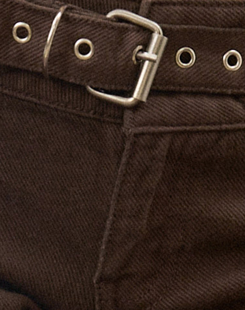 Image of Buckle Flare Trouser in Dark Brown