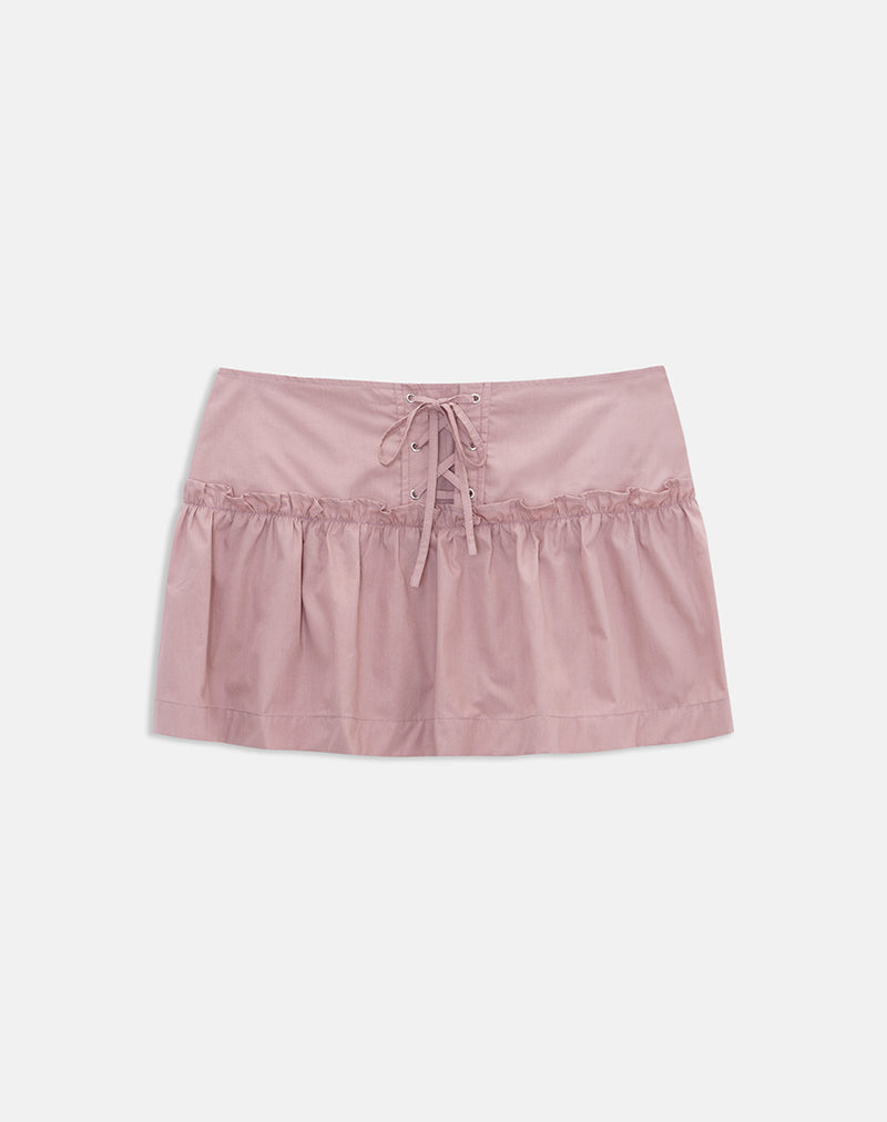 Image of Buffy Mini Skirt with Eyelets in Poplin Dusty Rose