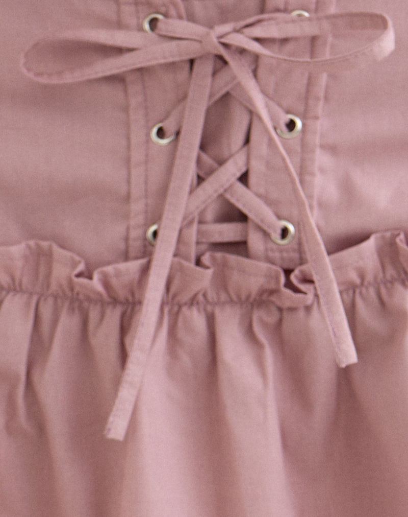 Image of Buffy Mini Skirt with Eyelets in Poplin Dusty Rose