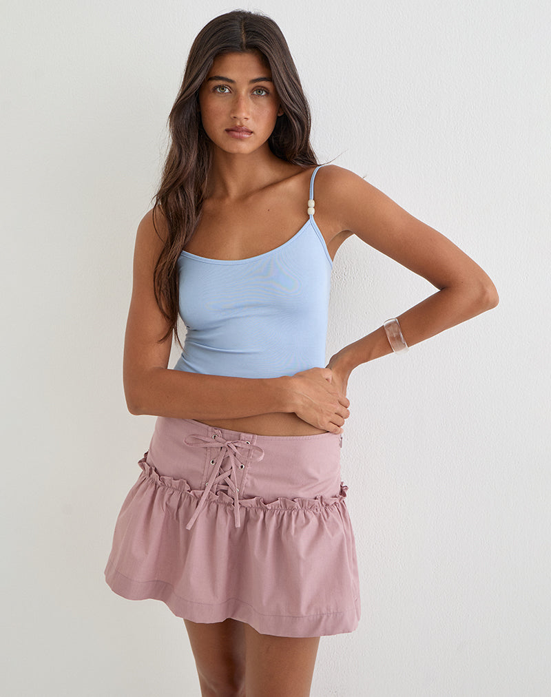 Image of Buffy Mini Skirt with Eyelets in Poplin Dusty Rose
