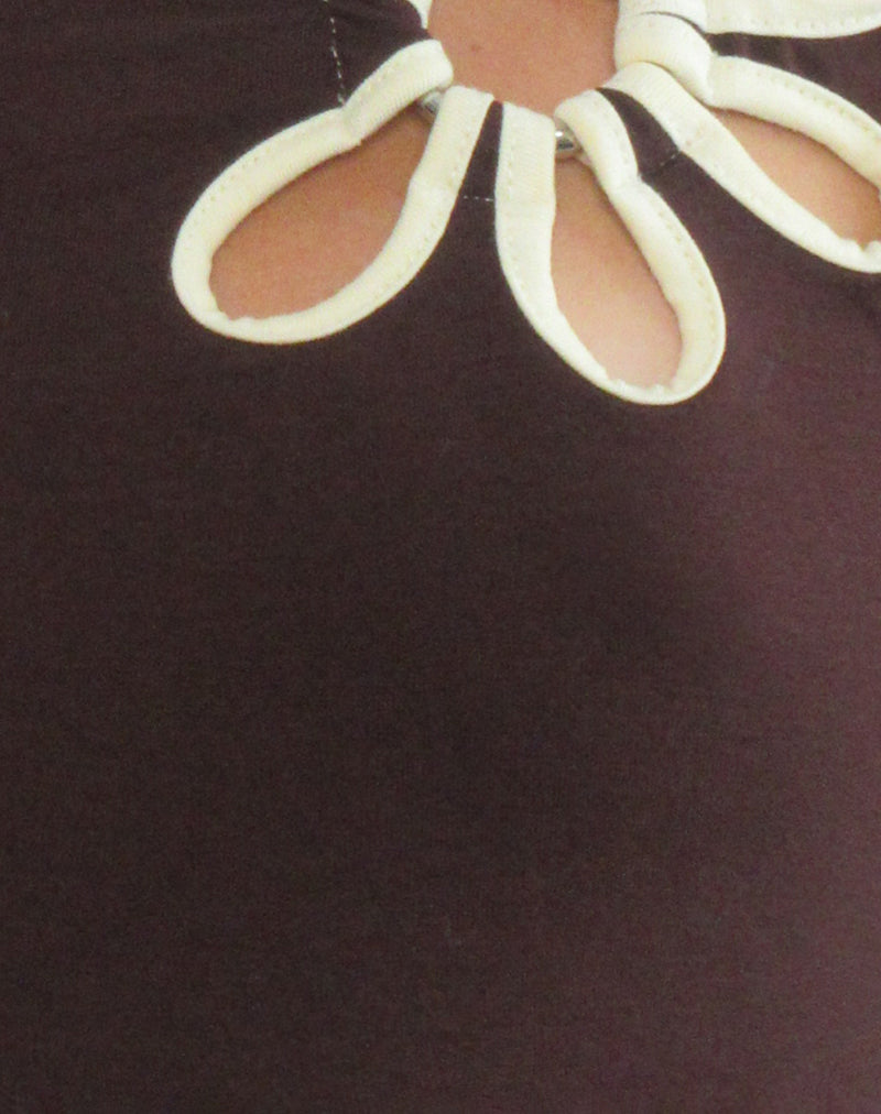 Image of Bunga Flower Cut Out Top in Bitter Chocolate with Lemon Binding