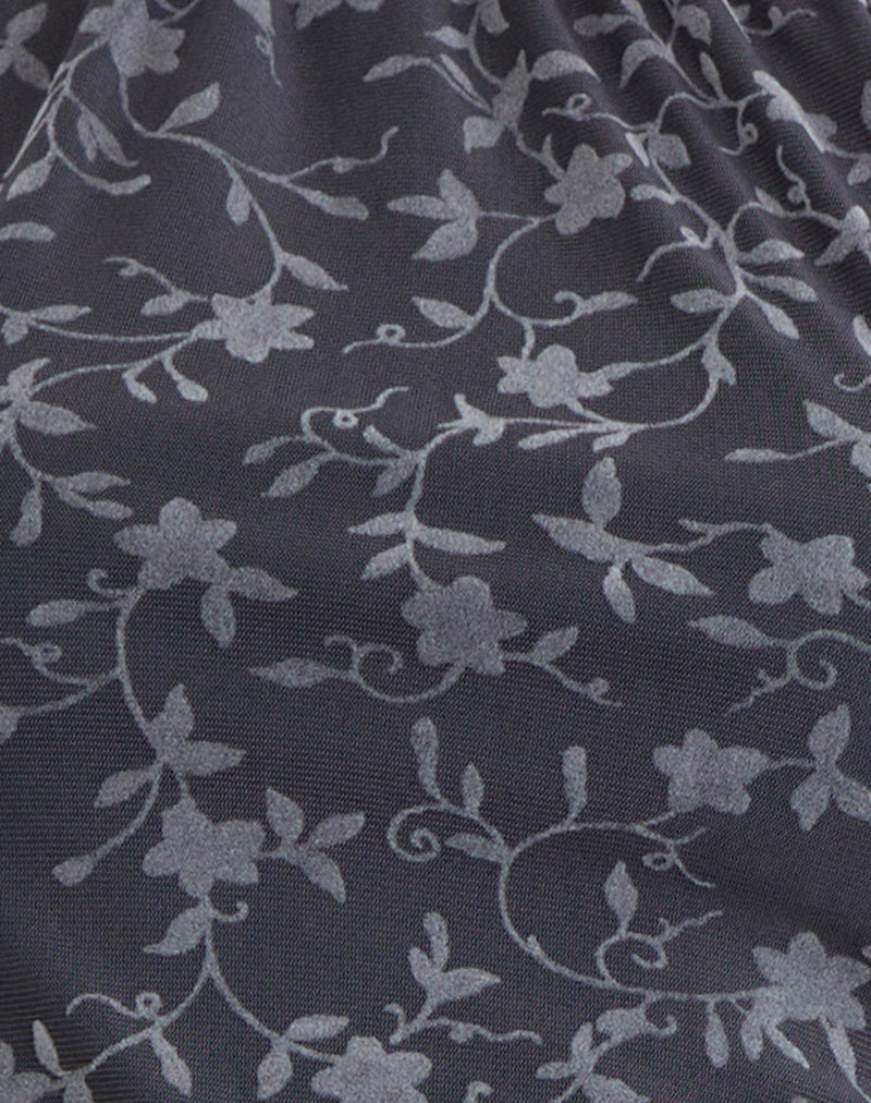 Image of Burkie Halterneck Top in Pretty Petal Flock Dark Grey