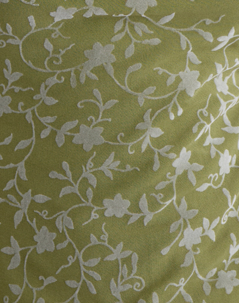 Image of Burkie Halterneck Top in Pretty Petal Flock Olive