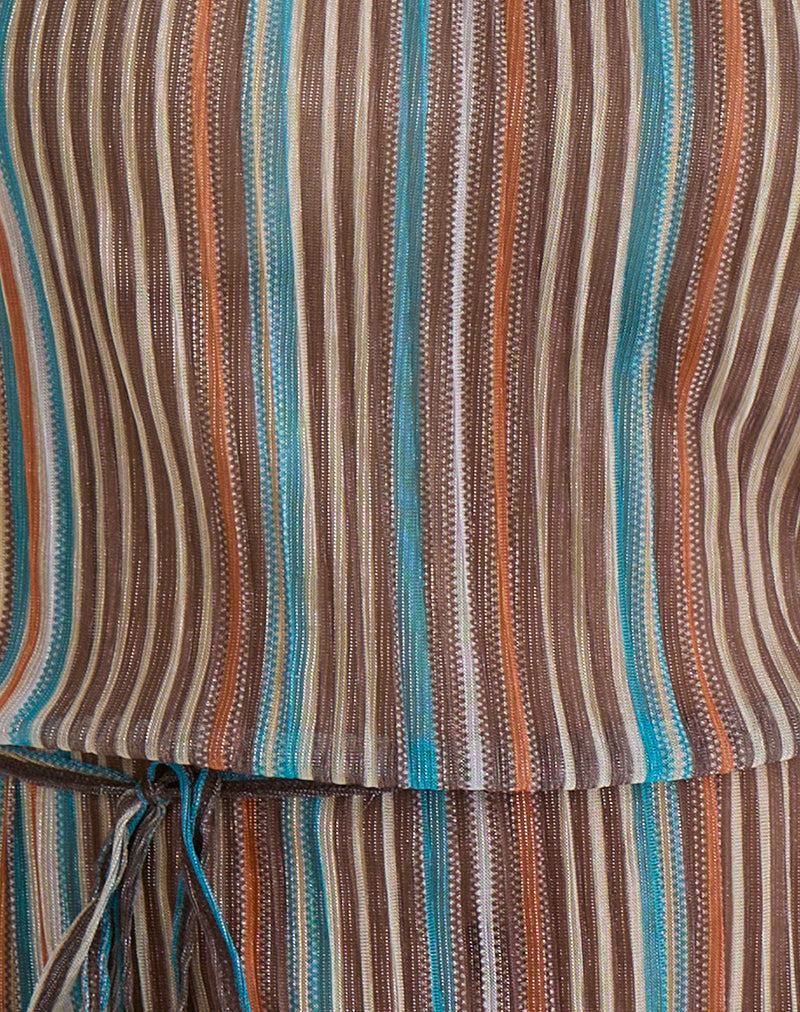 Image of Brienne Top in Blue and Brown Shimmer Sheer Plisse