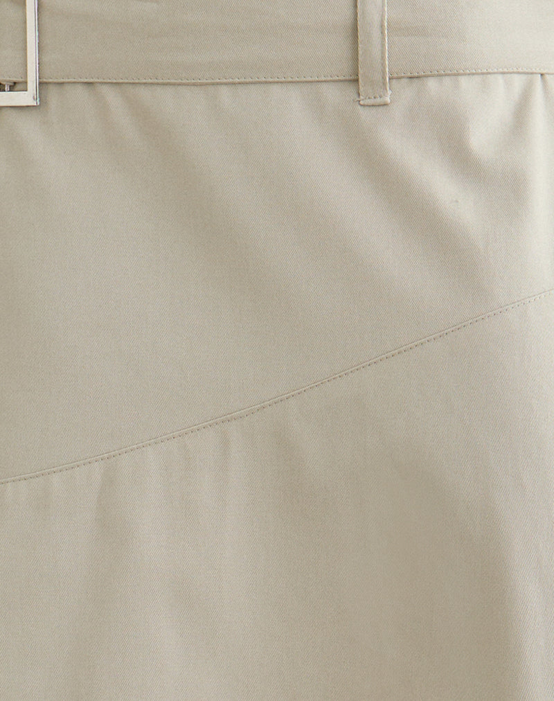 Image of Cabot Midi Skirt with Belt in Cotton Twill Latte