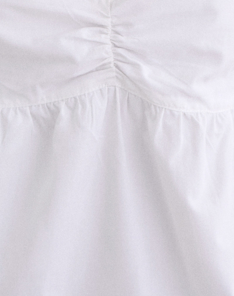 Image of Caixia V Neck Blouse in Poplin White