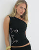 Image of Calypso Top in Jersey Black with Floral Studs
